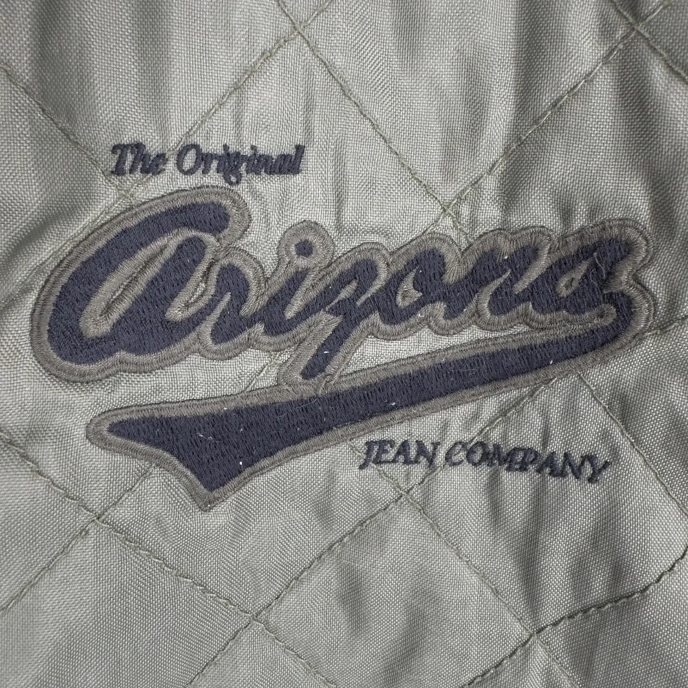 Arizona Jean Company Reversible Denim Jacket Blue Quilted Olive Green Mens L
